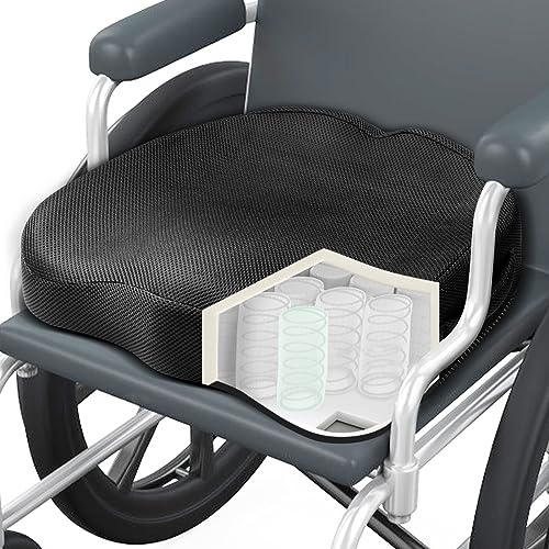 Aulase Wheelchair Seat Cushion - High Density Memory Foam and Inner Springs Comfort Support Without Flatten - Mobility Scooter Accessories - Large Chair Pad Pain Relief for Adults & Seniors