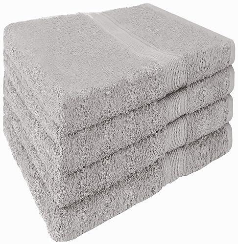 NatureMark 4er Set Handtuch 50x100cm, Frottee Handtücher, 100% Baumwolle, Silber grau