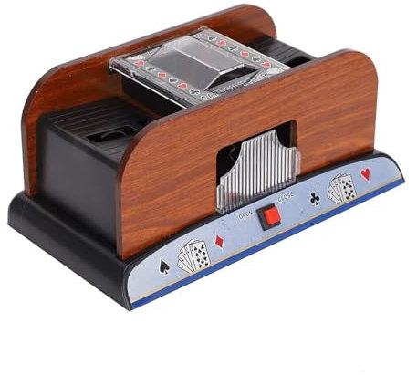 ZAANU Automatischer Poker-Kartenmischer aus Holz, 1-2 Decks Poker Shuffles Kartenmischer Maschine Pokerausrüstung, batteriebetriebener automatischer Kartenmischer for Home Party Club Game/120