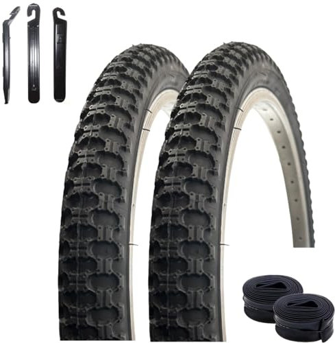 2 x VEE Rubber V024 18 Fahrradreifen Schwarz 47-355 (18 x 1.75) + 2 x passende Schläuche AV inkl. Reifenheber