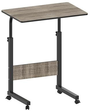 Support de table pour ordinateur portable réglable en hauteur, poste de travail portable, plateau sur roulettes, table plateau multi-usage, bureau à domicile au-dessus du lit canapé - EFFET BOIS/NOIR