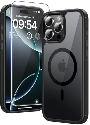 TAURI Magnetic for iPhone 16 Pro Case, and HD Screen Protector, [Not-Yellowing] [Compatible with MagSafe] Shockproof Phone Case for iPhone 16 Pro 6.3 Inch - Black