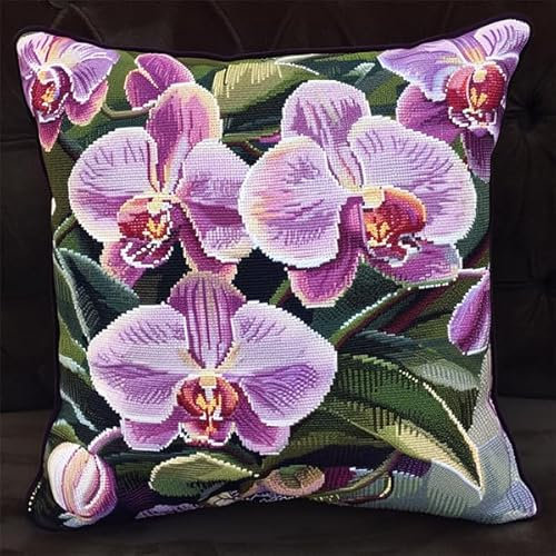 kitphoenix Knüpfkissen Set Blume Latch Hook Kissen Kit für Kinder oder Anfänger Erwachsene zum Selber Knüpfen, DIY Knüpfteppich Knüpfpackung, Knüpfhaken Set 43 x 43 cm