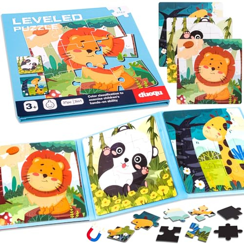 HGRGHH Magnet Puzzle, 37Teilige Magnet Puzzle Kinder, Magnete Puzzl Buchen für Kinder, Tier Magnetpuzzle Kinde,Magnets Puzzl ab 1 2 3 4 5 6 Jahre für Reisespiele Roadtrip Flugzeug Lernmagnet (A)