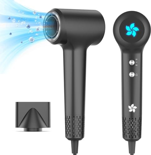Seche Cheveux, Sèche Cheveux à 400 Millions Plasma, 1500W Seche Cheveux Professionnel, Moteur sans Balais de 110 000 tr/min pour un Séchage Rapide, 57 dB à Faible Bruit pour Famille Voyage