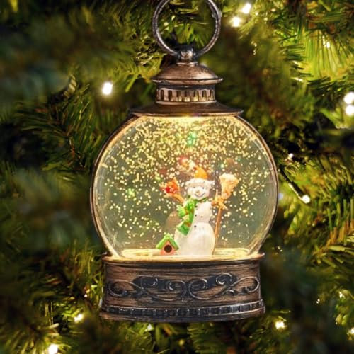 Marco Paul 13cm LED Snowman Christmas Snow Globe Decoration Battery Operated Glitter Shaker Light Up Lantern Ornament Indoor Festive Holiday Home Décor Display