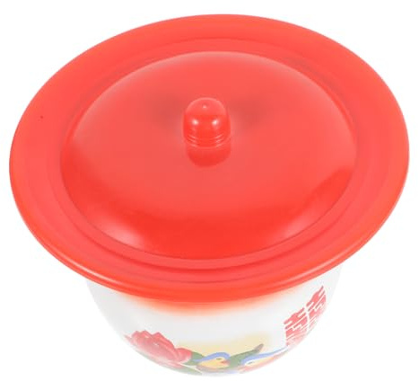 Healeved Tragbares Urinal für Kinder aus Eisen mit Deckel Wiederverwendbarer Retro Nachttopf fürs Schlafzimmer im Haushalt Rot und Kompakt