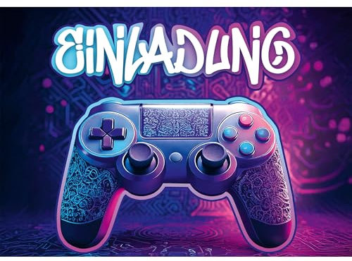 Moosthaler Gaming Einladungskarten Kindergeburtstag Junge (12 Stück) - Geburtstagseinladung mit Style für Deine Gamingparty - Geburtstagseinladungen Jungen - Einladungskarten Geburtstag