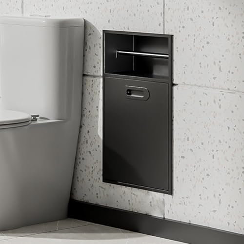 Stainless Steel Shower Nich, Recessed Shelf Organizer Waterproof Bathroom Niche Toilet Paper Toiletries Storage Rack Built-in Trash Can Alcove, for Kitchen Living Room Bedroom Hotel Residential