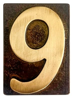 L'ARTISTICA F.LLI PERINCIOLI | Numeri Civici in Ottone, Numero Civico in Ottone Applicabile su Piastra o Parete Adatto per Case, Numero 9, 8x6cm