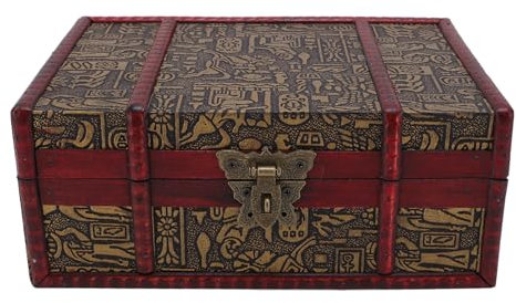 Luocute Dekorative Vintage-Holzkiste mit Schloss, 9,06 X 6,3 X 3,74 Zoll, Holzkiste mit Klappdeckel, Holz-Schmuckschatulle, Andenken-Aufbewahrungsbox, Schatz-Schmucktruhe,