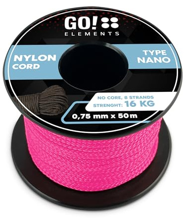 GO!elements Nano Cord | Maurerschnur | filigran, dünn & extrem stabil | 100% Nylon Seil | ø 0,75mm - Kernlos - Max. 16 KG - reißfest | Reepschnur für DIY, Camping | Nylonschnur | Kordel