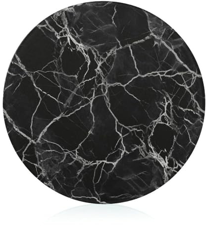 Tagliere in vetro, 20,3 x 20,3 cm, in marmo nero, con piedini antiscivolo, taglieri rotondi per cucina, resistenti al calore, piccoli taglieri per frutta, formaggio, verdura, pane