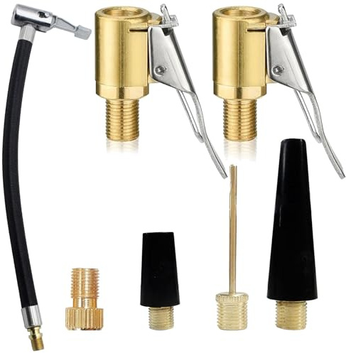 LTSVBO Multifunktionales Valve Adapter Set, 35cm Reifenfüller Schlauchadapter mit 2 Autoventil Hebelstecker 4 Ventileinsätze, mit Bosch Easy Pump Adapter, Geeignet für Fahrräder, Autoreifen (7 Stück)