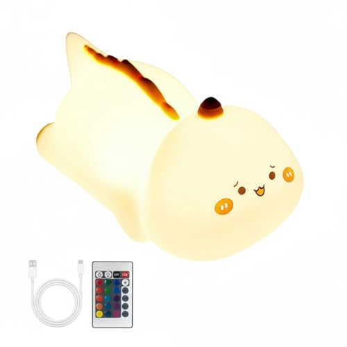 Dinosaurier Nachtlicht aus Silikon, Babyzimmer Deko Nachtlampe, Kinderlampe Süße Tiere, Schlummerleuchten Baby Stilllicht, Nachttischlampe Kleinkinder, Kawaii Kindernachtlicht 16 Farben & 4 Helligkeit