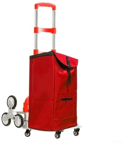Jotekonoby 42L Ultra-Lightweight Stair-Climbing Shopping Cart Storage Bag with Insulated Liner for Groceries Transport, Laundry and Camping Equipment(Red)