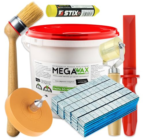 Stix ZW 10 Kit complet de 7 pièces pour changement de pneus avec 5 kg de pâte de montage, poids adhésifs, pinceau de valve, gomme en caoutchouc, outil de nettoyage des jantes