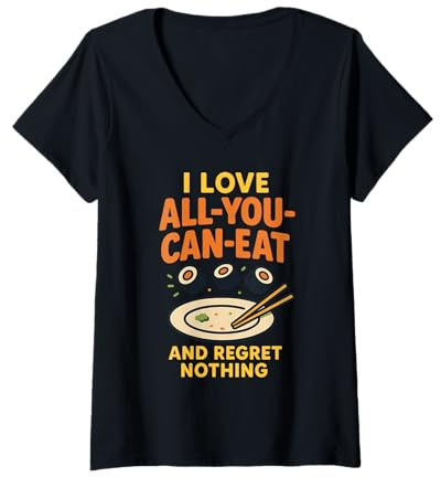 Mujer Rollos para Amantes del Sushi, Palillos Nigiri, Regalo para fanáticos Camiseta Cuello V