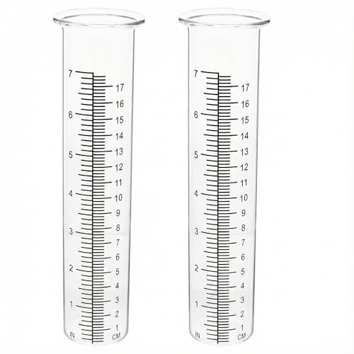 YARNOW 2 tubi di ricambio per pluviometro in vetro, tubi di pioggia in borosilicato da 8,3 pollici, per misurazione precisa delle precipitazioni in giardino e sul prato.