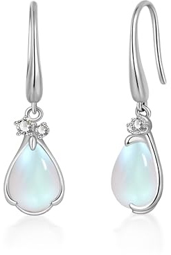 PHNIBIRD Virkade hängande örhängen med kubisk zirkon och månsten silver smycken dam 925 allergivänliga raffinerade och eleganta örhängen syster födelsedagspresent