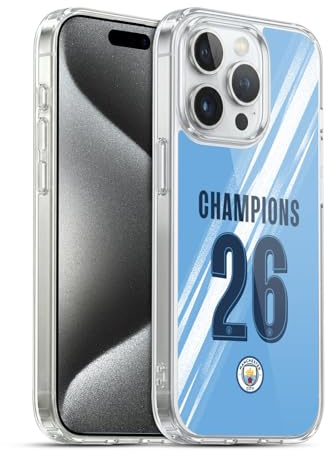 Head Case Designs Licenza Ufficiale Manchester City Man City FC Kit Home 2026 Coppa Campioni Custodia in Gel [Grado Militare] Compatibile con Apple iPhone 15 PRO E Compatibile con MagSafe