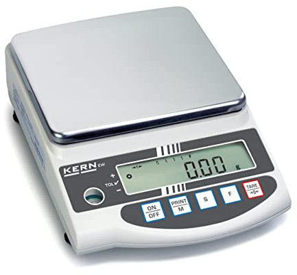 KERN Präzisionswaage EW 2200-2NM (mit Stimmgabelwiegesystem, Justierprogramm CAL, mit Arbeitsschutzhaube, digitale Waage, Einbereichswaage) EW 2200-2NM
