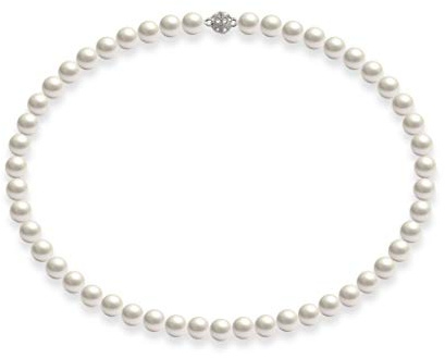 Schmuckwilli Perlenkette für Damen Magnetverschluß - mit weißen runden Perlen - Elegante Kette mit Muschelkernperlen für jeden Anlass - die Halskette - Choker Pearl Necklace für Frauen