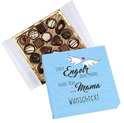 Herz & Heim® Lindt Pralinen in eigener Banderole - Engel ohne Flügel nennt man Mama - mit persönlicher Widmung