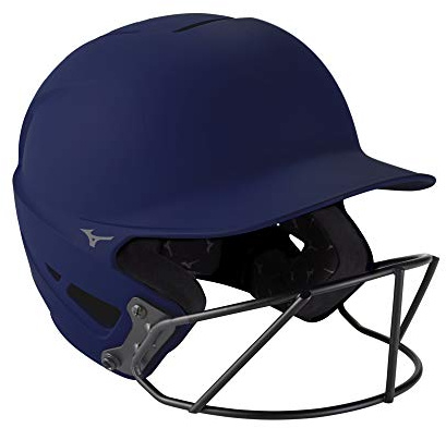 Mizuno F6 Adult Fastpitch Softball Batting Helmet with Mask, Navy, Small/Medium