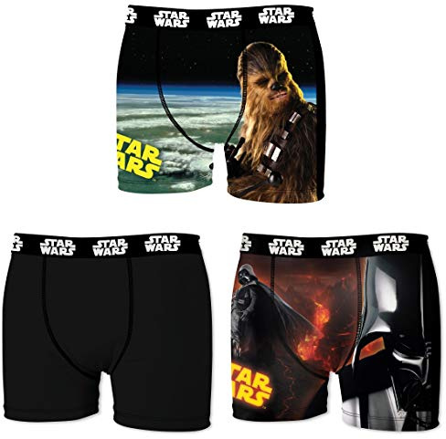 Star Wars Herren Boxershorts, R2D2, Chewbacca, Darth Vader, T-Fighter, Druide BB8 (M/5/48, Dreierpack No.3)