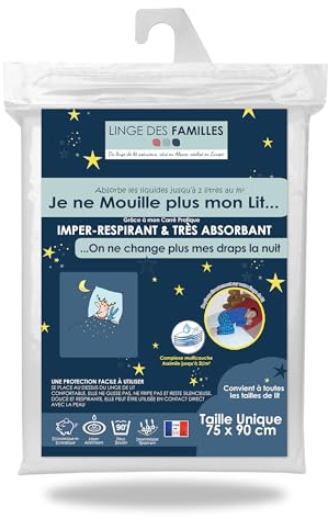 Linge des Familles - Alèse Imperméable Lavable - Spécial Pipi au lit, Incontinence, Règles, Animaux - Ultra Absorbante - Taille 75x90 cm - Label Oeko-TEX® Standard 100 - Made in Europe