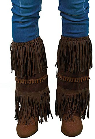 PAPSTAR WOOOOZY Stulpen Hippie mit Fransen lederoptik, braun