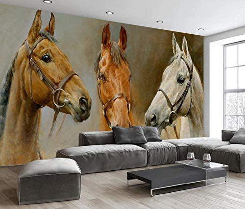Fototapete Schwarz Weißes Pferd | Tapete | Wandbild | Wandbild | Bild | Fototapeten | Tapeten | Wandtapete | Wanddeko | Wandtapete | 3D Effekt - 300x210CM-XXL