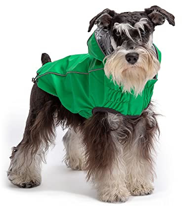 GF Pet Reversible ElastoFit Raincoat - Regenjacke- wasserdichte Hundebekleidung- Größe XS Hundemantel Rückenlänge 28cm- Grün
