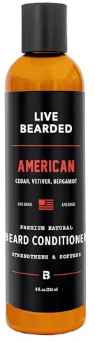 Live Bearded Beard Conditioner, 8 fl oz - Strengthens and Softens Facial Hair - Made in the USA - All-Natural Ingredients with Biotin, Caffeine | American Scent - Cedar, Vetiver, Bergamot