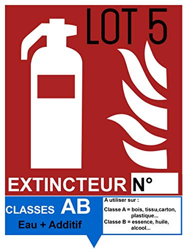 Autocollant vinyl - Signalétique extincteur AB Eau + Additif - L.150 x H.200 mm - 5