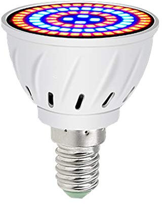 Bombilla de crecimiento de 60 LED E14 para crecimiento de plantas de espectro completo, lámpara hortícola de 220 V, para interiores y plantas de interior, plantas suculentas, jardín y jardinería.