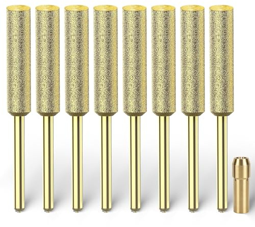 EzzDoo Bits - Diamond Sharpening Wheels, High Hardness 5.5mm Chainsaw Files for Electric Chainsaw Sharpener. 8 Pieces. (7/32'', 5.5mm)