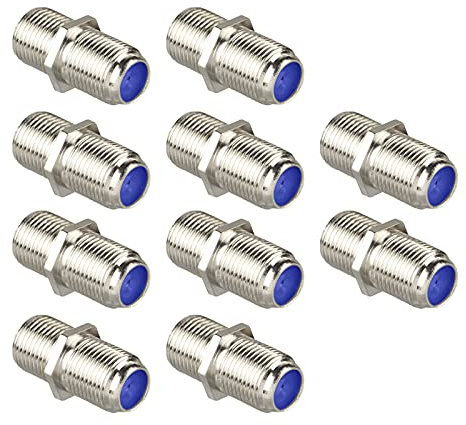 LEENUE Sat Kabel Verbinder, Nickelgeplattiert F Stecker Verbinder, 10 Stück | RG6 Koaxial Buchse zu Buchs für Koaxialkabel Antennenkabel Satellitenkabel
