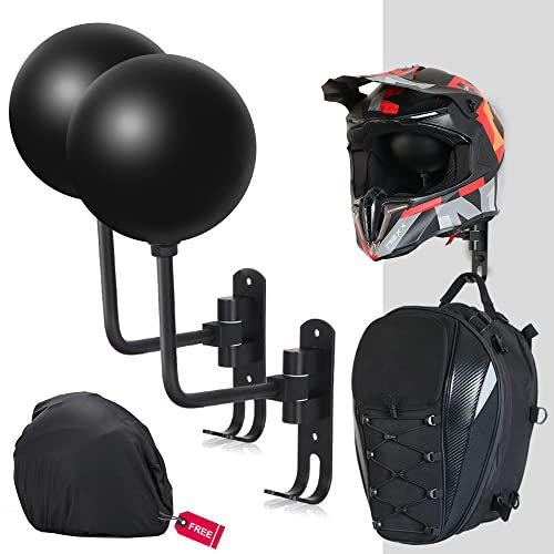 JFG RACING Soporte Casco Pared,Soporte Casco Moto Soporte de Pared Rotación de 180° Soporte Pared para Casco Fútbol Bicicleta Gancho para Colgar Pared para Almacenamiento Pantalla Casco-2 Paquete