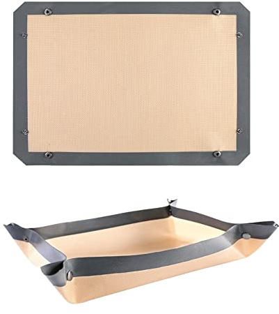 CANDeal 1 Stück Silikonfaser-Backmatte Mit Schnalle, Ecken Lassen Sich Zusammenstecken, Um EIN Auslaufsicheres Backblech, Ofeneinlage Zu Bilden (12x8.2 inch(30x21cm))