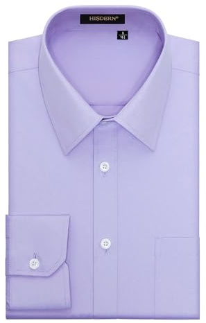 HISDERN Chemise d'affaires à manches longues décontractée boutonnée pour homme Col intérieur Chemise contrastée pour homme Mariage