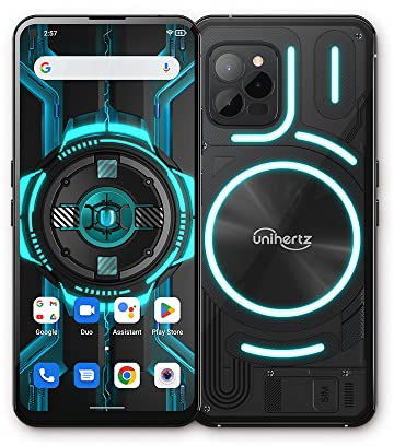 Unihertz Luna (Nero) - Luce LED colorata, smartphone Android 12 4G, fotocamera da 108 MP, batteria da 5000 mAh e ricarica rapida, NFC, smartphone e cellulare sbloccati