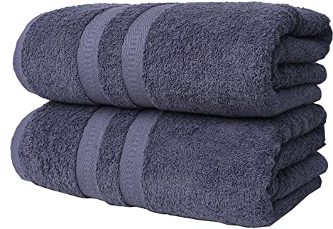 FB 2 x extra stora superjumbo badlakan (100 x 200 cm – 600 GSM) lyxig 100 % egyptisk kammad bomullshandduk supermjuk premium hotellkvalitet snabbtorkande badrumshanddukar set (kolgrå)