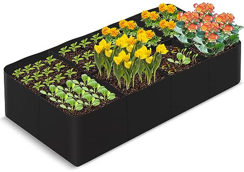 Worephu Large Fabric Raised Garden Bed, 8 Grids Rectangle Planting Container Grow Bed Bags, Outdoor Indoor Gardening for Growing Plants, Herbs, Flowers and Vegetables
