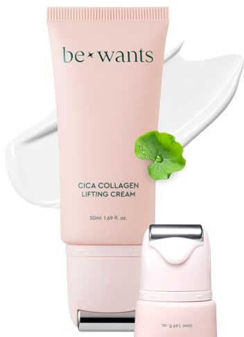 bewants Gua Sha Neck Cream Roller, Korean Neck Cream with Massage Roller, Rapid Lift Neck Serum Roll On, Moisturizer for Tightening Skin with Centella Asiatica (1 Pack)