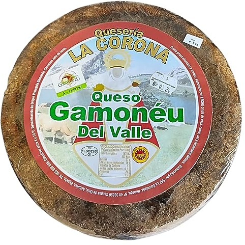 Queso Curado Valle Denominación de Origen Gamoneu - Auténtico Sabor Asturiano en un Queso Artesanal de Renombre Mundial - Queso de Vaca Elaborado con Leche Cruda - Peso Aproximado 4.5 Kg