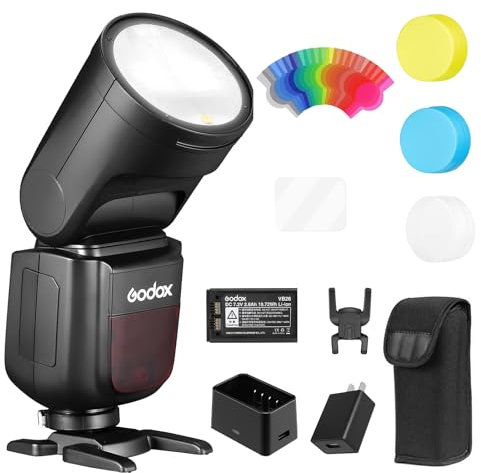 Godox V1S Speedlite Flash rond professionnel 76 W 1/8000 HSS 2,4 G Système X sans fil TTL avec 2600 mAh Li-ion Compatible avec Sony a7IV a7III a7RIII a7RII