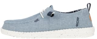 HEYDUDE Women's Wendy Chambray Slip On Loafer, Light Blue, Size 7