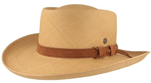 Breiter ORIGINAL Cowboy Panama Hut Strohhut Sommerhut Made IN Ecuador Handgeflochten Stone M